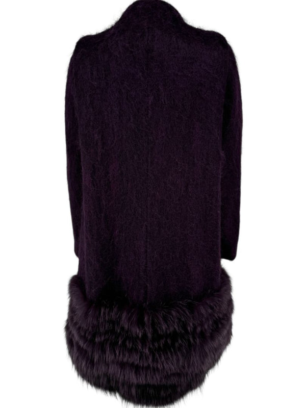 Pamella Roland Purple Alpaca & Fur Trim Coat – Size L