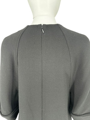 Lela Rose Black Wool-Blend Tie Sleeve Dress – Size 6