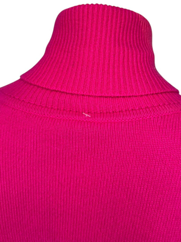 Victoria Beckham Fuchsia Cashmere-Blend Turtleneck Sweater – Size L