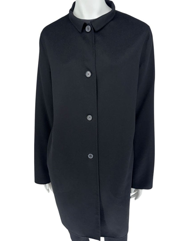 Jil Sander Black Cashmere Collarless Coat – Size 38 IT