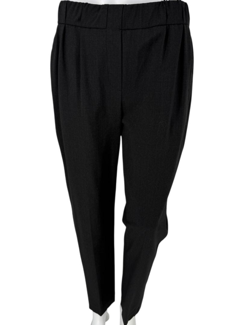Brunello Cucinelli Charcoal Wool-Blend Elastic Waist Trousers – Size 8