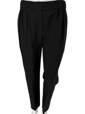 Brunello Cucinelli Charcoal Wool-Blend Elastic Waist Trousers – Size 8