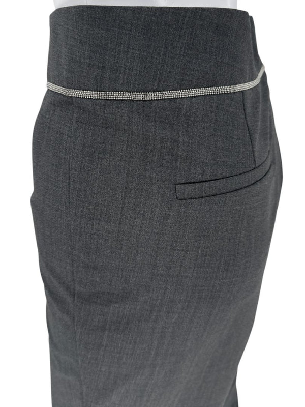 Brunello Cucinelli Charcoal Wool Trousers with MONILI Trim – Size IT 46 / US 10