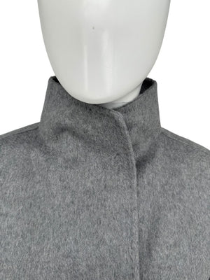 Max Mara ‘Manuela’ Belted Wrap Coat in Light Grey – Size US 10 / IT 44