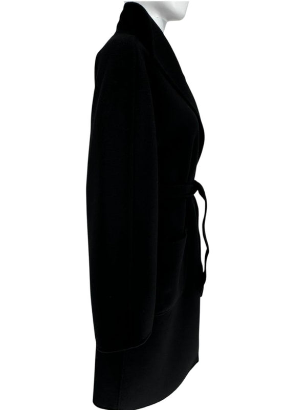 Max Mara ‘Manuela’ Belted Wrap Coat in Black – Size US 10 / IT 44