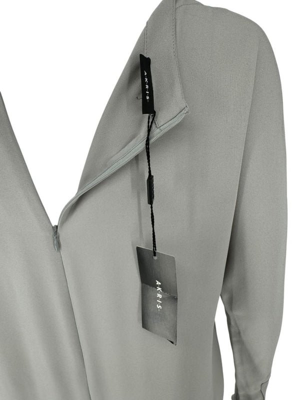 Akris Gravel Grey Long Silk Tunic Blouse – Size 8
