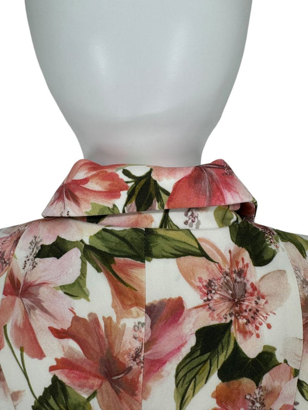 Pamella Roland Pink & Green Floral Belted Jacket – Large
