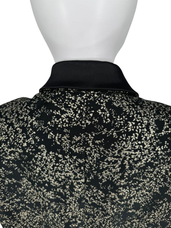 Pamella Roland Metallic Brocade Tuxedo Coat with Beaded Cuffs – Large