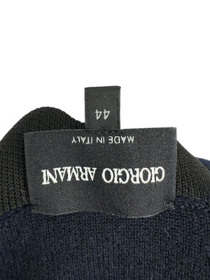 Giorgio Armani Navy Wool-Cashmere Coat with Leather Trim – Size 44