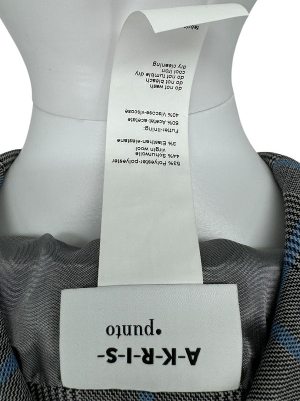 Akris Punto Grey & Blue Glen Plaid Wool Pantsuit – Size 10–12