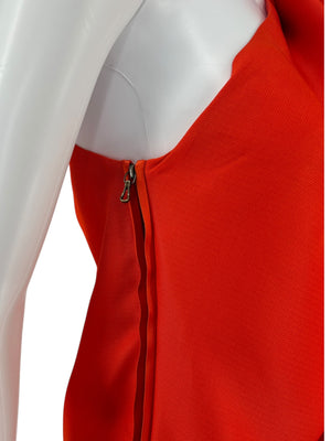Lanvin 2009 Sculptural One-Shoulder Red Silk Dress – Large