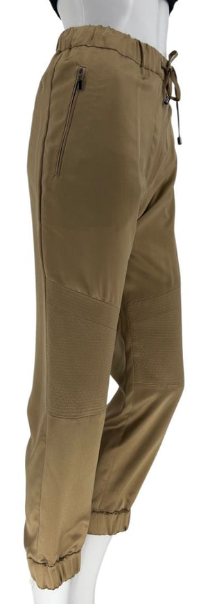 Brunello Cucinelli Tan Silk Moto Jogger Pants – Size IT 44 / US 8- NEW