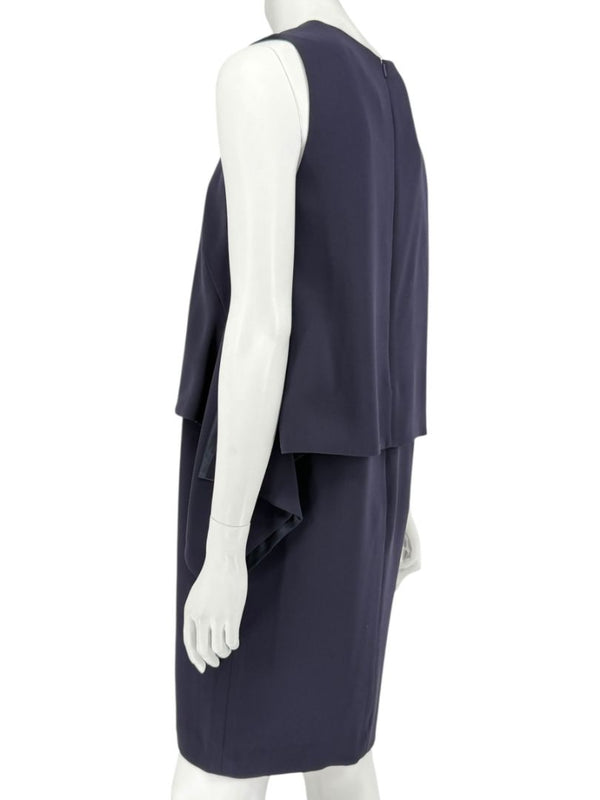 Max Mara Navy Draped Overlay Shift Dress – Size IT 46 (US 12)