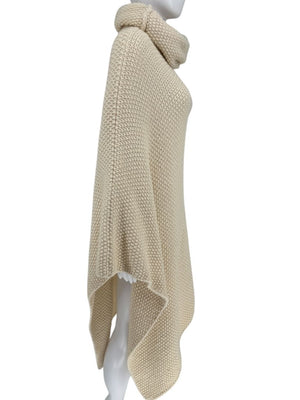 Pamella Roland Cream Hand-Knit Asymmetrical Turtleneck Sweater – O/S