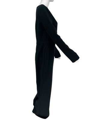 Pamella Roland Black Crepe Long Sleeve Jumpsuit – Size: Large
