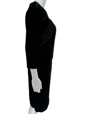 Pamella Roland Black Crepe Embellished Shift Dress – Large