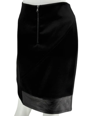 Pamella Roland Black Skirt with Leather Trim - Large