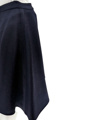 Pamella Roland Navy A-Line Skirt with Sculptural Hem - Large