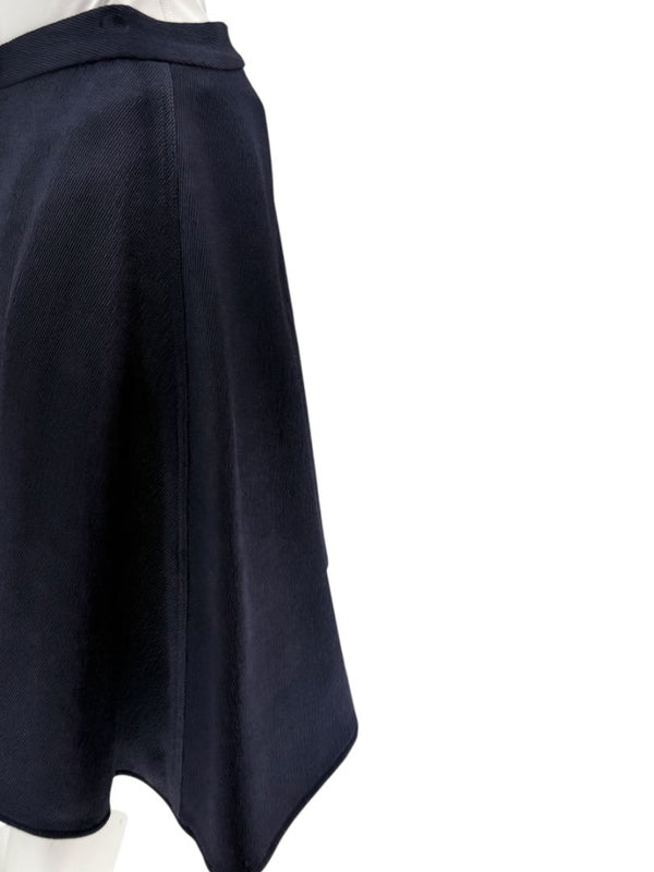 Pamella Roland Navy A-Line Skirt with Sculptural Hem - Large