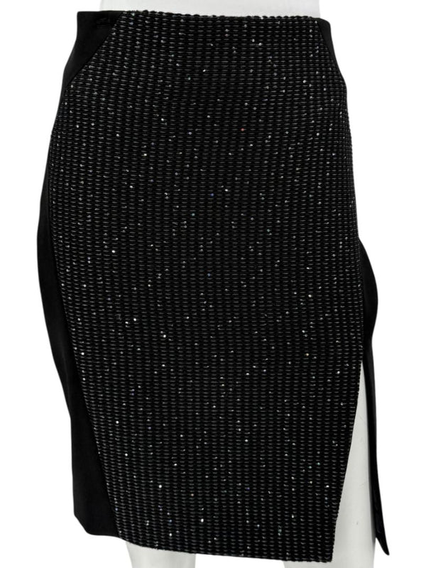 Pamella Roland Black Textured Sequin Skirt - Large