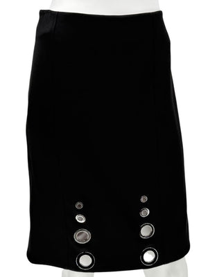 Pamella Roland Black Pencil Skirt with Grommet Detail – Large