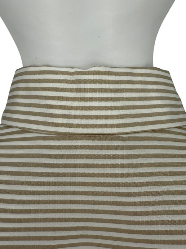 Akris Punto Beige & White Stripe Button Detail Blouse – Size US 10