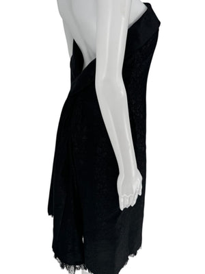 Pamella Roland Black Jacquard Strapless Dress – Large