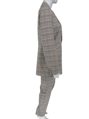 Gabriele Hearst Plaid Wool Blend Pantsuit – Size 46
