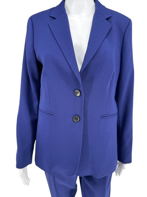 Max Mara Blue Virgin Wool Blend Pant Suit – Size US 12