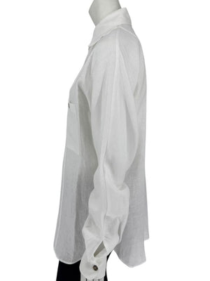 WOERA White Linen Button-Up Shirt – Size M