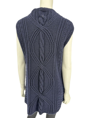 HANIA by Anya Cole Navy Hand-Knit Cable Vest – O/S
