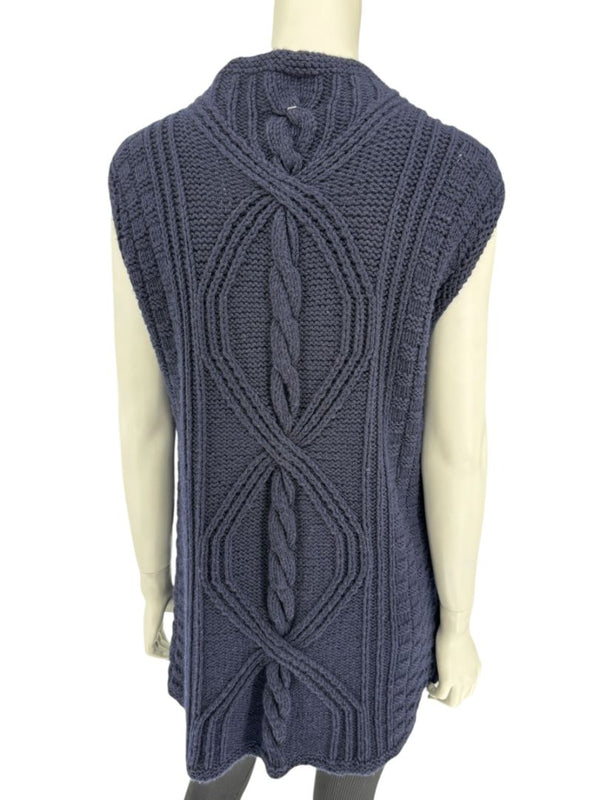 HANIA by Anya Cole Navy Hand-Knit Cable Vest – O/S
