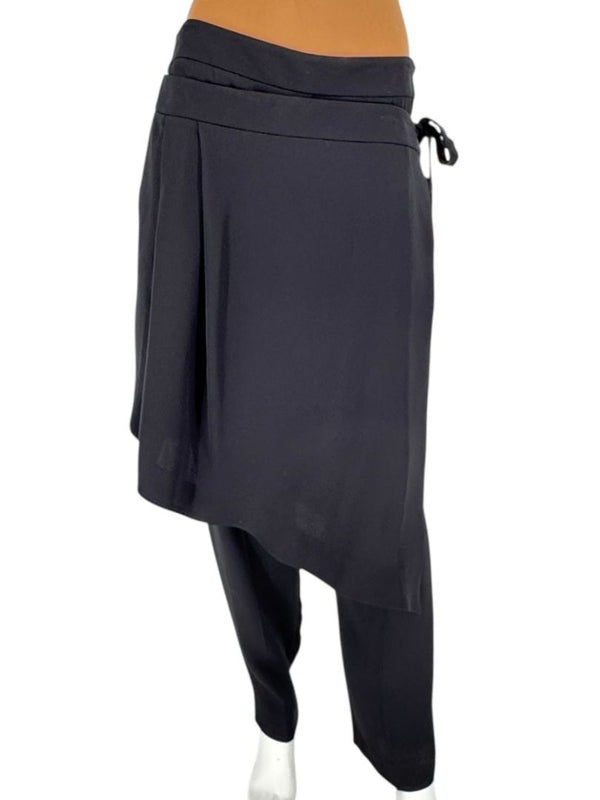 Oscar de la Renta Black Asymmetric Overlay Pants – Size 10- NWT