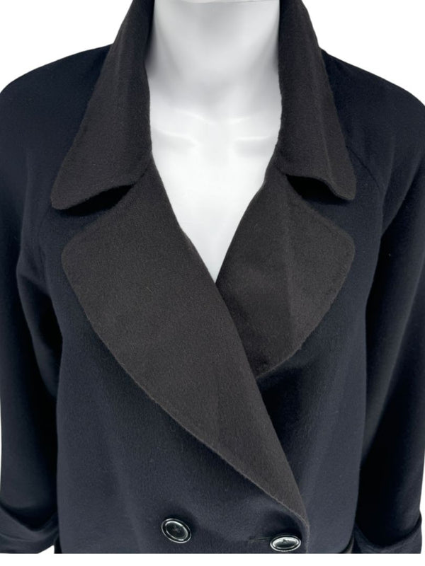 Pamella Roland Navy 100% Cashmere Double-Breasted Coat – L/XL