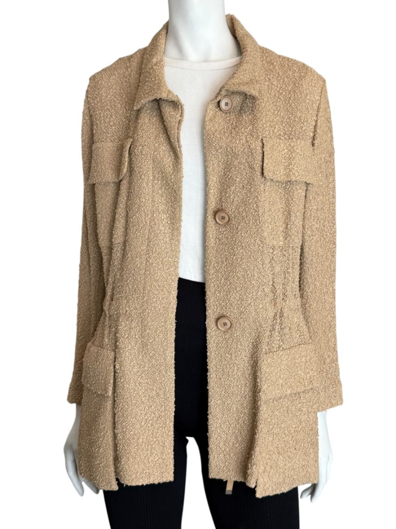 Akris Beige Bouclé Utility Jacket – Size 8