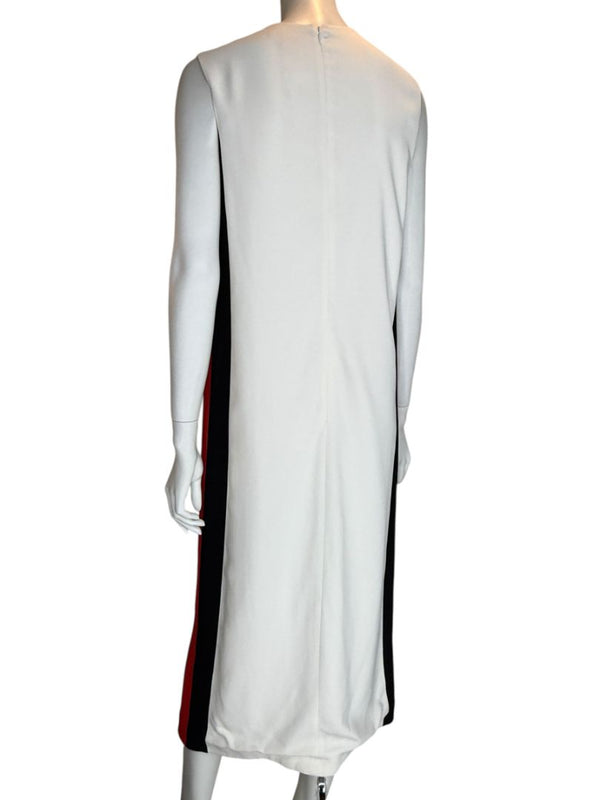 Burberry White Sleeveless Midi Dress with Side Stripes – Size US 10