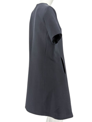 Christian Dior Paris Black Wool-Silk Shift Dress with Asymmetric Button Detail – Size FR 42 (US 10)