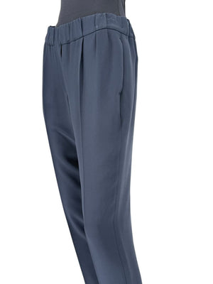 Brunello Cucinelli Navy Tapered Silk-Blend Pants – Size IT 44 (US 8)