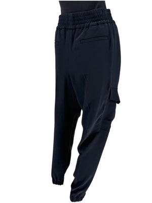 Brunello Cucinelli Navy Silk-Blend Cargo Jogger Pants – Size IT 44 (US 8)