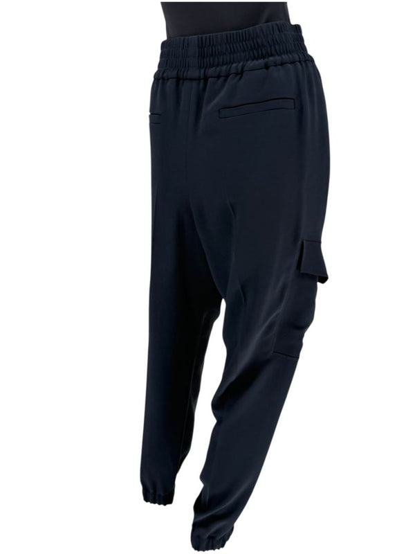 Brunello Cucinelli Navy Silk-Blend Cargo Jogger Pants – Size IT 44 (US 8)
