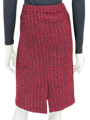 St. John Collection Red & Burgundy Knit Skirt Suit - Size 6