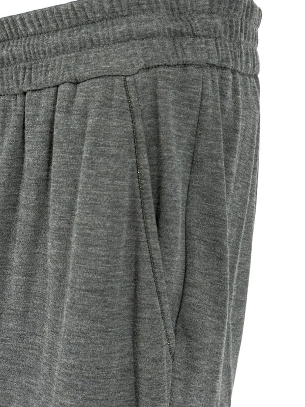 Brunello Cucinelli Grey Cotton-Silk Blend Knit Jogger Pants - Size L