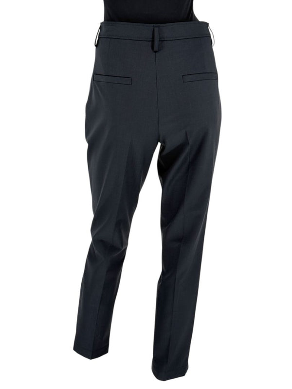 Brunello Cucinelli Charcoal Wool-Blend Trousers with Monili Detail – Size IT 46 (FR 42 / US 10 / DE 40)