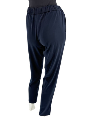 Akris Punto Navy Elastic Waist Trousers with Ankle Slit – Size US 8