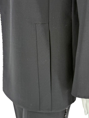 Akris Black Wool Blend Blazer with Sequin Trim - Size US 8