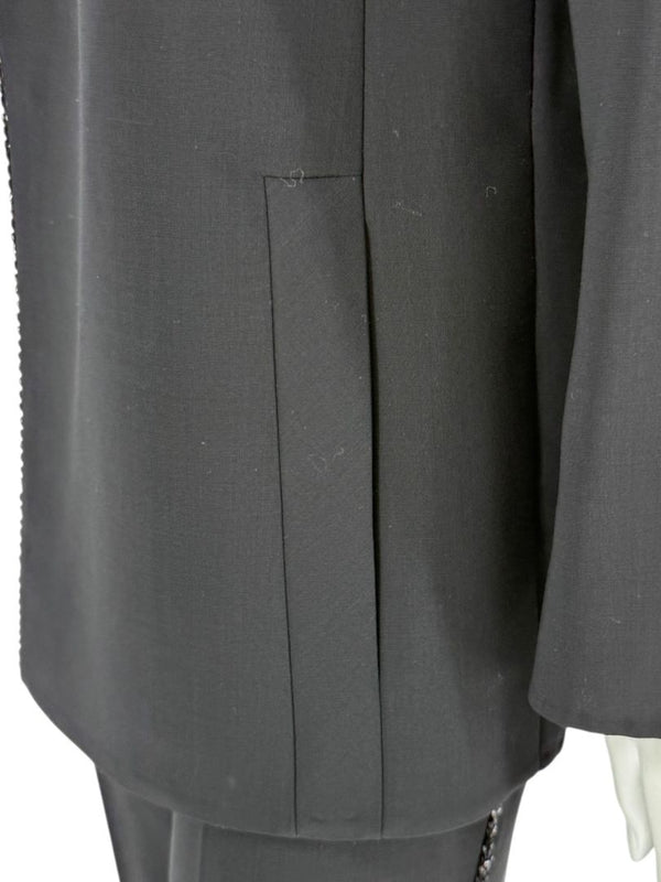 Akris Black Wool Blend Blazer with Sequin Trim - Size US 8