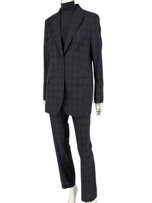 Akris Punto Grey Wool Suit with Purple Fleck Detailing – Size US 10
