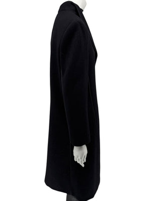 Pamella Roland Black Longline Coat Piped Trim Open Front Designer Outerwear Fits L