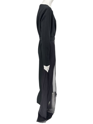 Pamella Roland Black Crepe Long Sleeve Jumpsuit – Size: Large