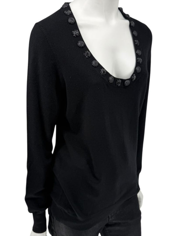 Burberry London Black Embellished Silk-Blend Sweater – Size L